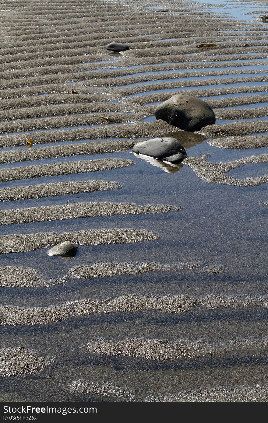 Close up and abstract view of the water effect on the beach at low tide. Close up and abstract view of the water effect on the beach at low tide