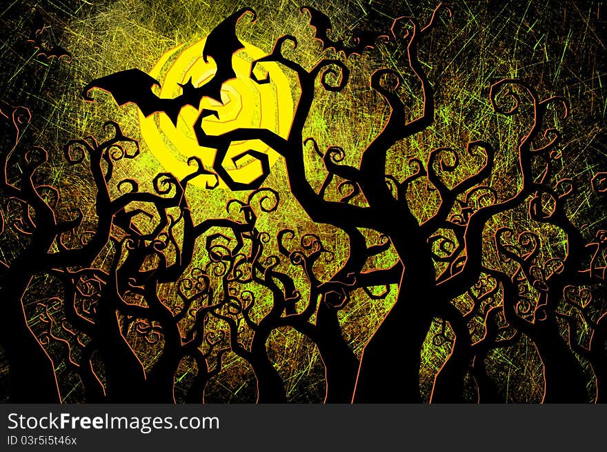 Grunge textured Halloween night background