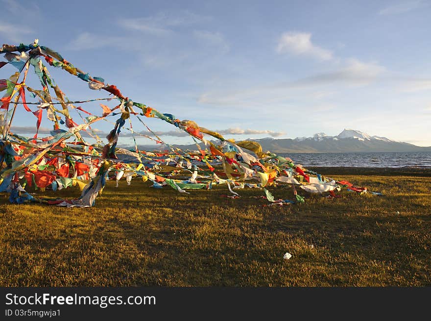 Flying Flags In Tibet