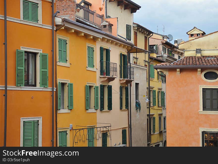 Colorful buildings in Verona