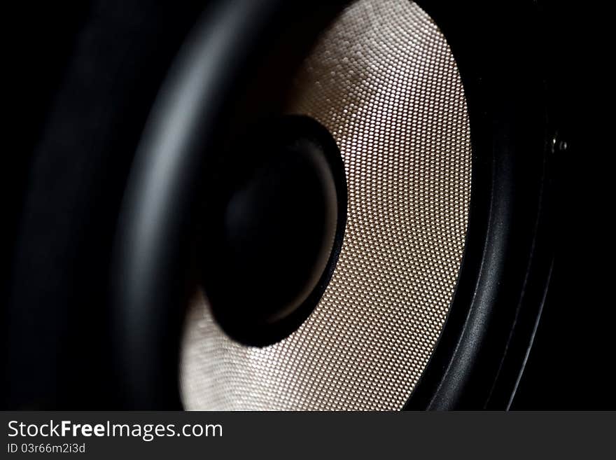 Detail of a monitor speaker in a recording studio. Detail of a monitor speaker in a recording studio