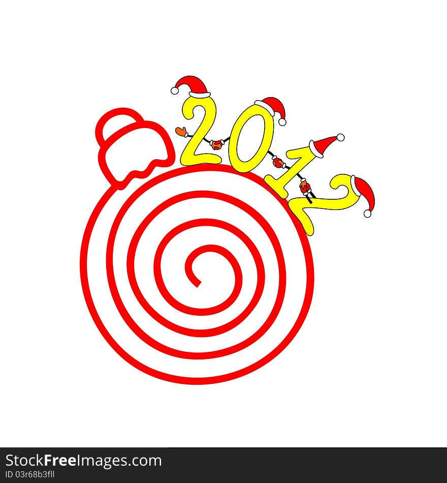 New Year's illustration: Figures 2012 on the ball. New Year's illustration: Figures 2012 on the ball