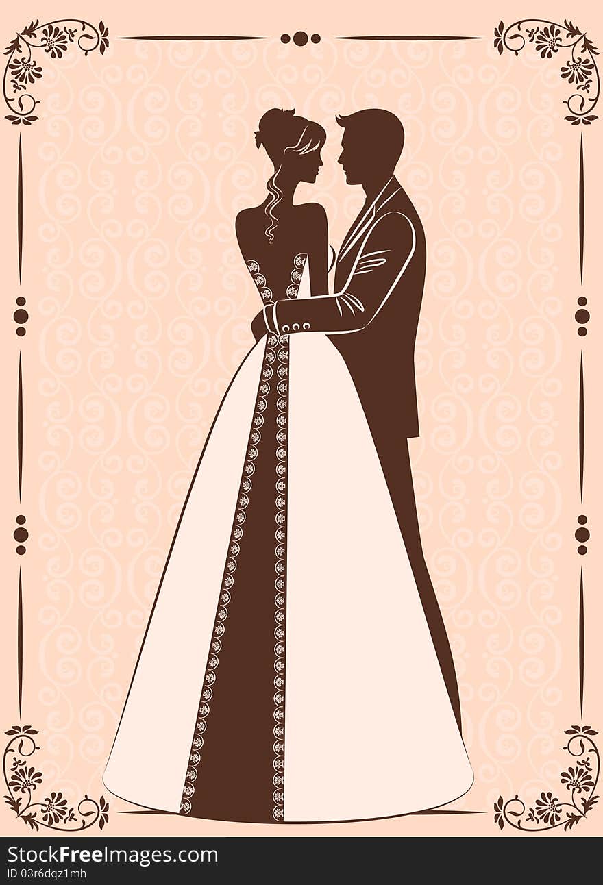 Illustration of beautiful bride and groom