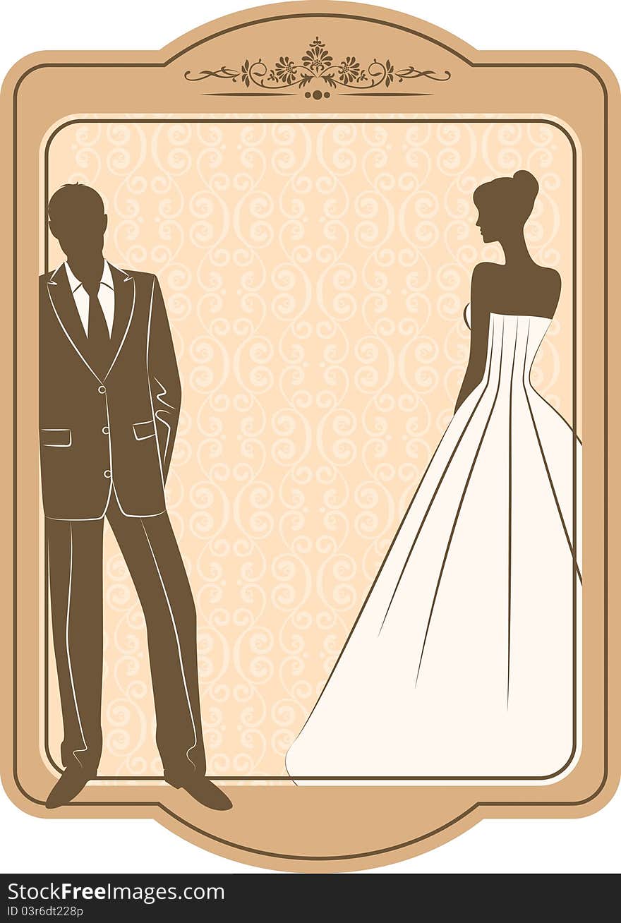 Illustration of beautiful bride and groom