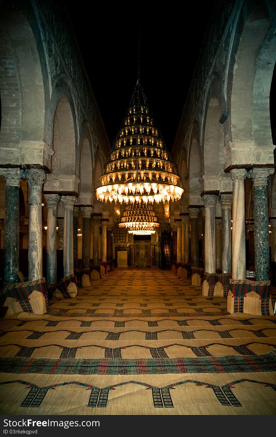 Inside a very old mosque in Kairouan Tunisia. Inside a very old mosque in Kairouan Tunisia