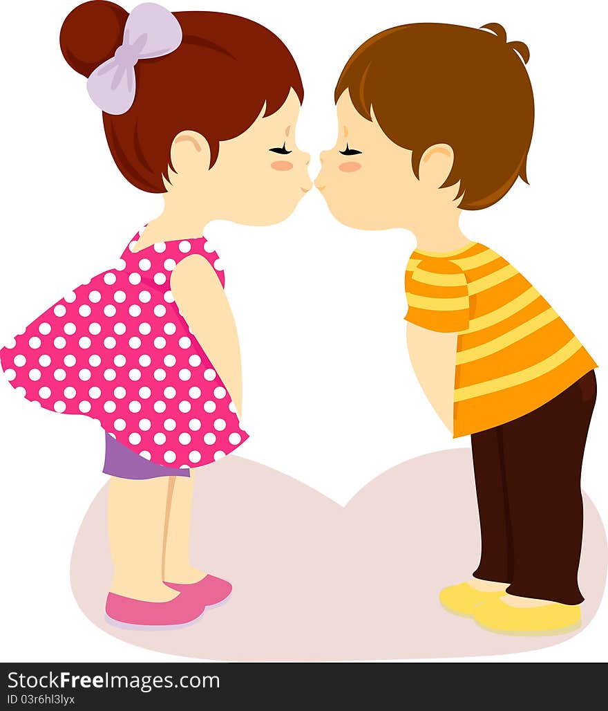 Illustration of little boy and girl