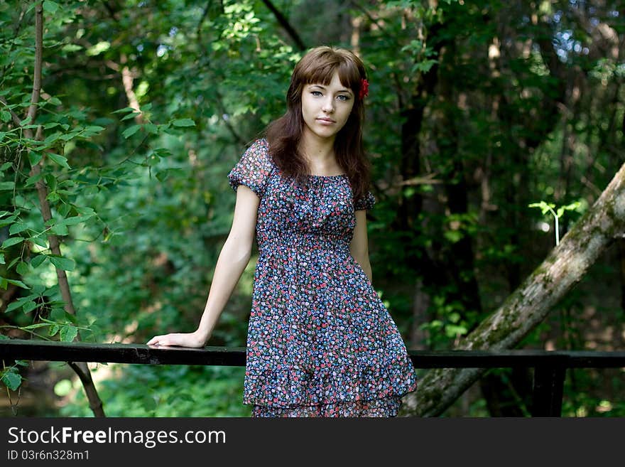 Girl walking outdoor in park. Girl walking outdoor in park