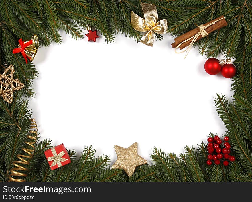 Decorative Christmas bordering the white background. Decorative Christmas bordering the white background