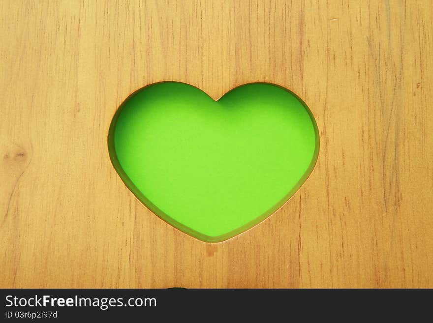 Green heart in wood