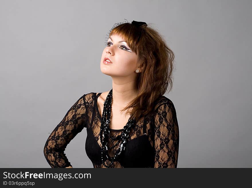 Closeup studio portrait of a gothic girl. Closeup studio portrait of a gothic girl