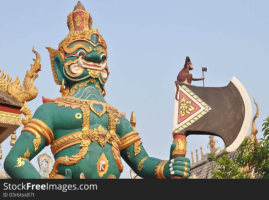 Giant statue in the temple.