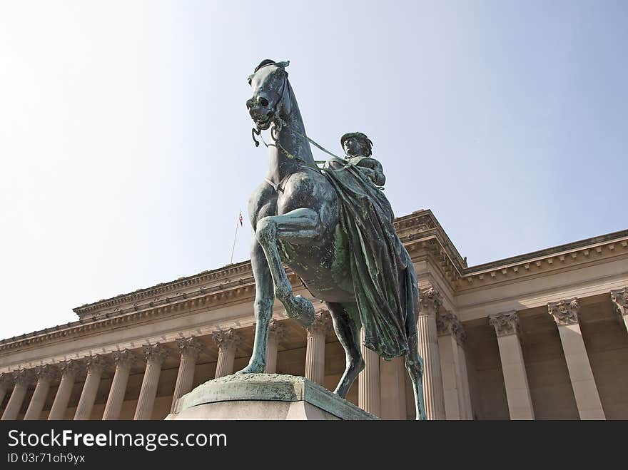 A Statue of Queen Victoria on Horseback. A Statue of Queen Victoria on Horseback