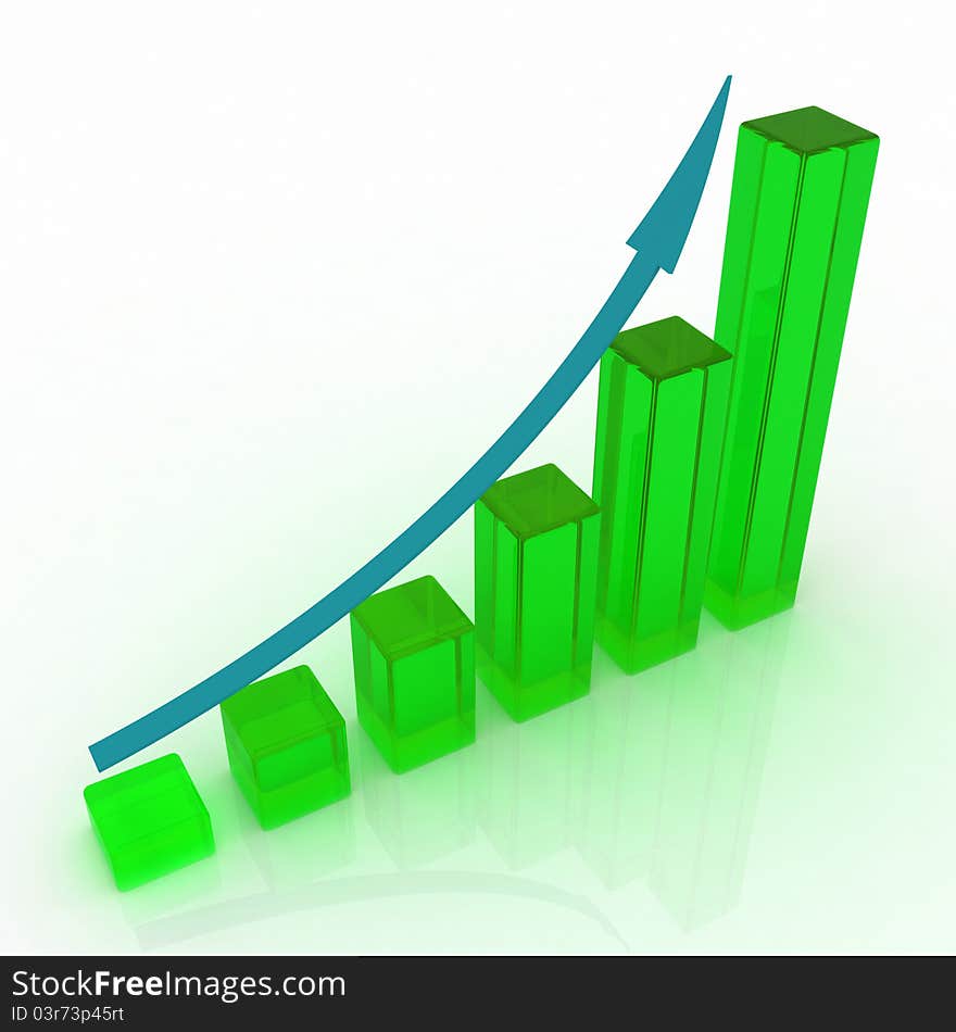 3d growing business graph with space for your text