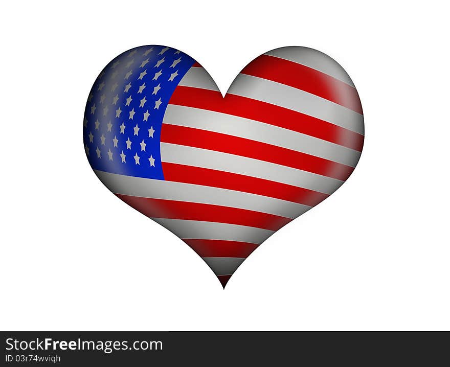 A heart with usa flag. A heart with usa flag