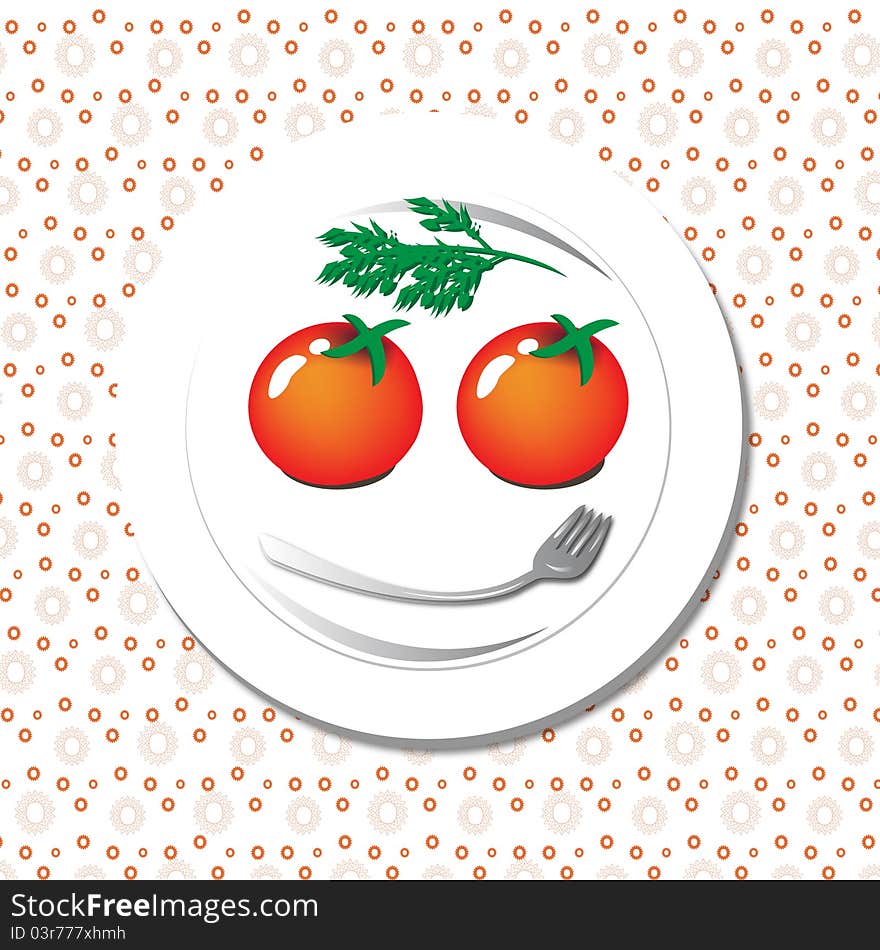 Tomato smiling face on plate