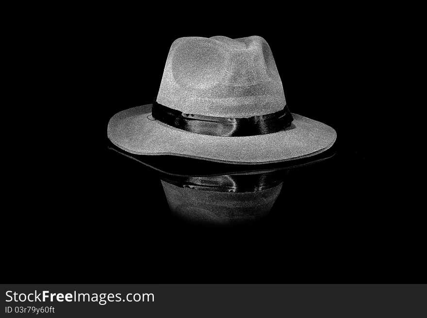 Gray Elegant Men Hat On Black