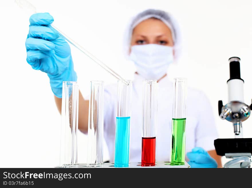 Female scientist in a chemistry laboratory