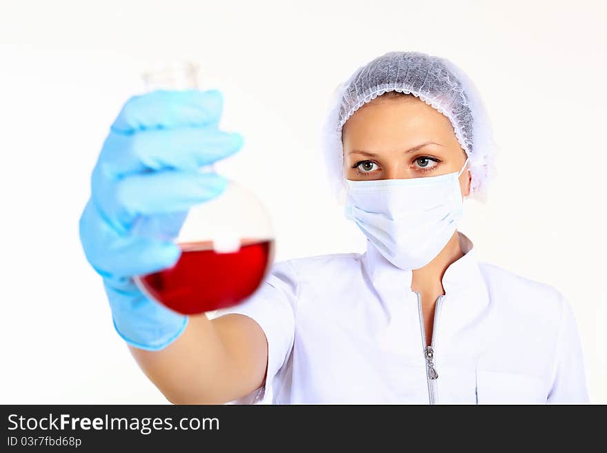 Young female scientist in a chemistry laboratory