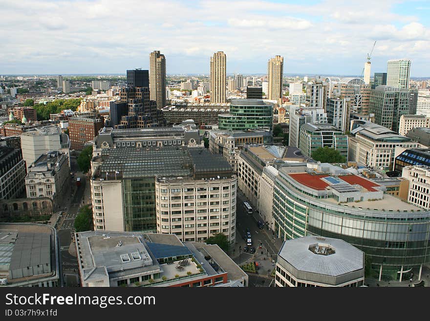 Aerial view of London city from St. Paul's Cathedral