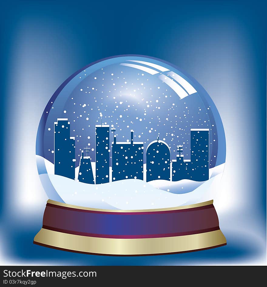 Snow globe with a town within