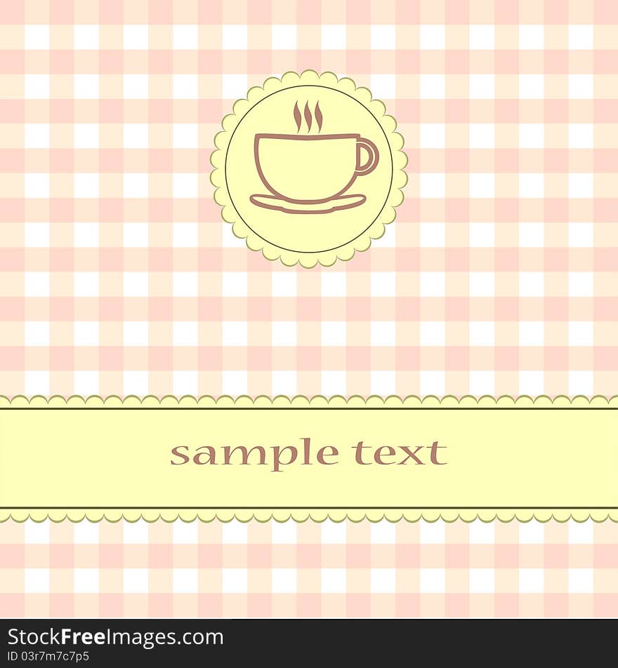 Cover with a cup and copy space for text. Cover with a cup and copy space for text