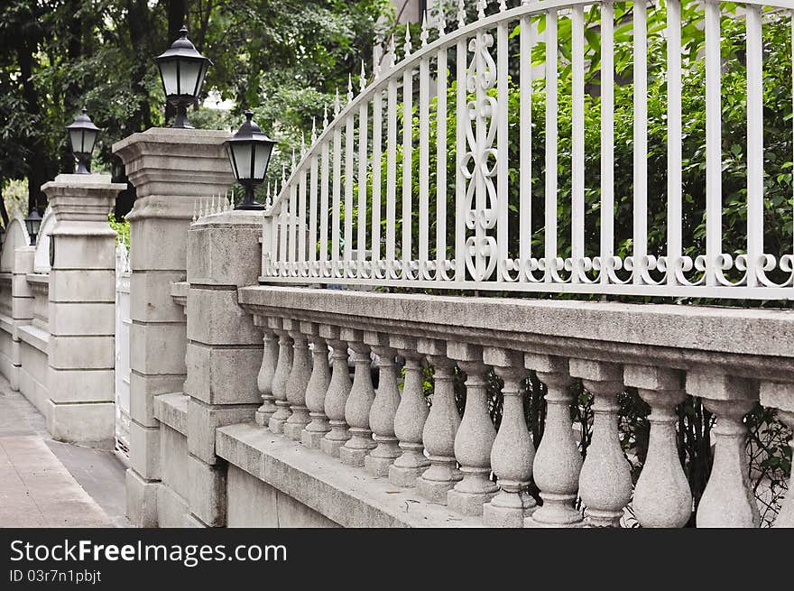 European-style garden fence in daylight