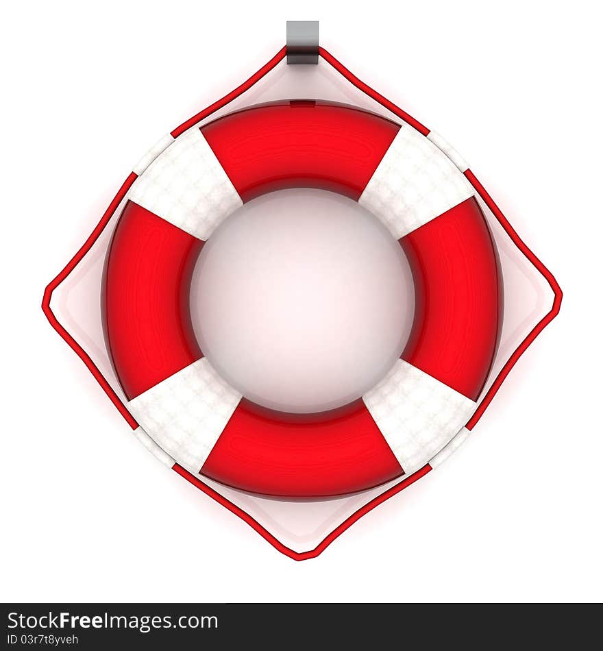 The image of a life buoy on a white background