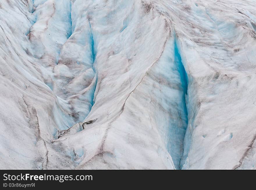 Cracks In Glacier Ice Sheet