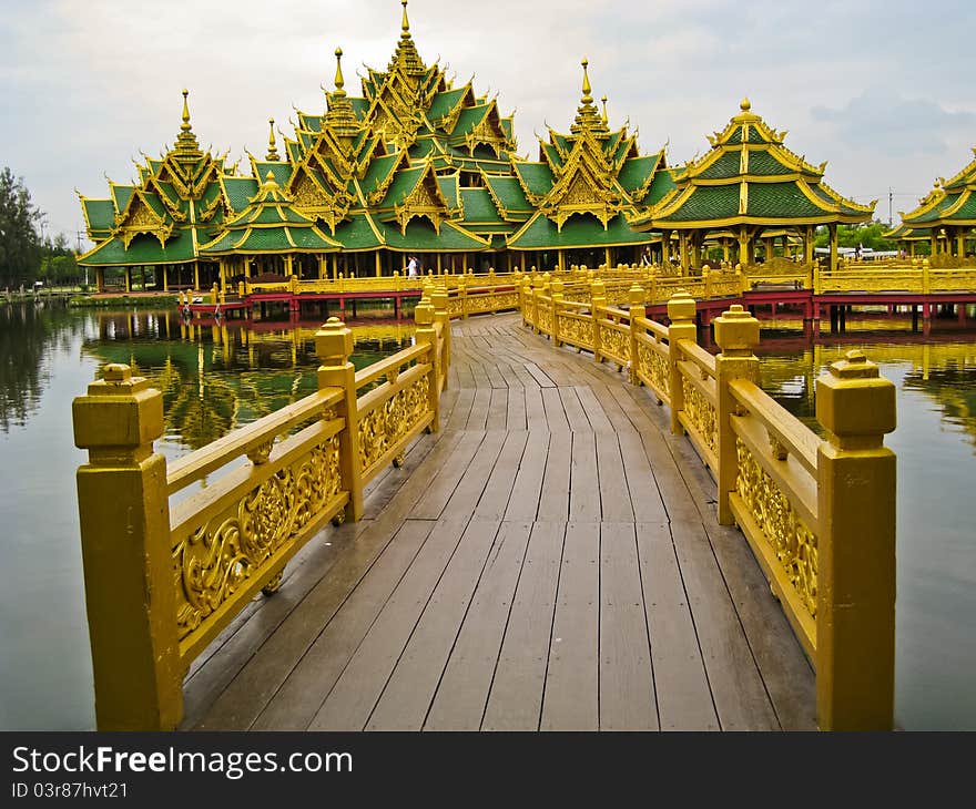 A stunning and beautiful golden temple at the ancient cities monument locating in Bangpu , the district of Thailand. A stunning and beautiful golden temple at the ancient cities monument locating in Bangpu , the district of Thailand.