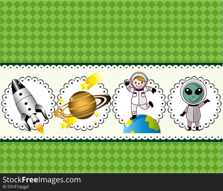 Cartoon space card,vector,illustration