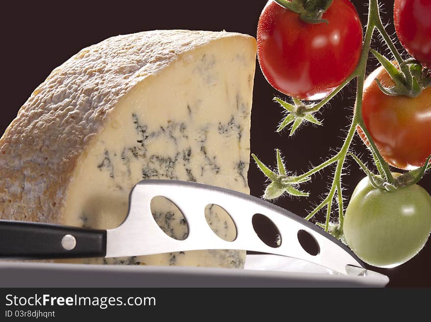 Blue cheese and knife