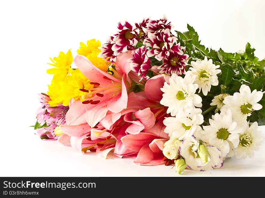 Beautiful multi-colored flowers on a white background. Beautiful multi-colored flowers on a white background