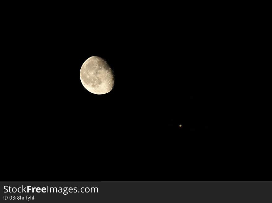 Photo of moon on background of star sky. Photo of moon on background of star sky