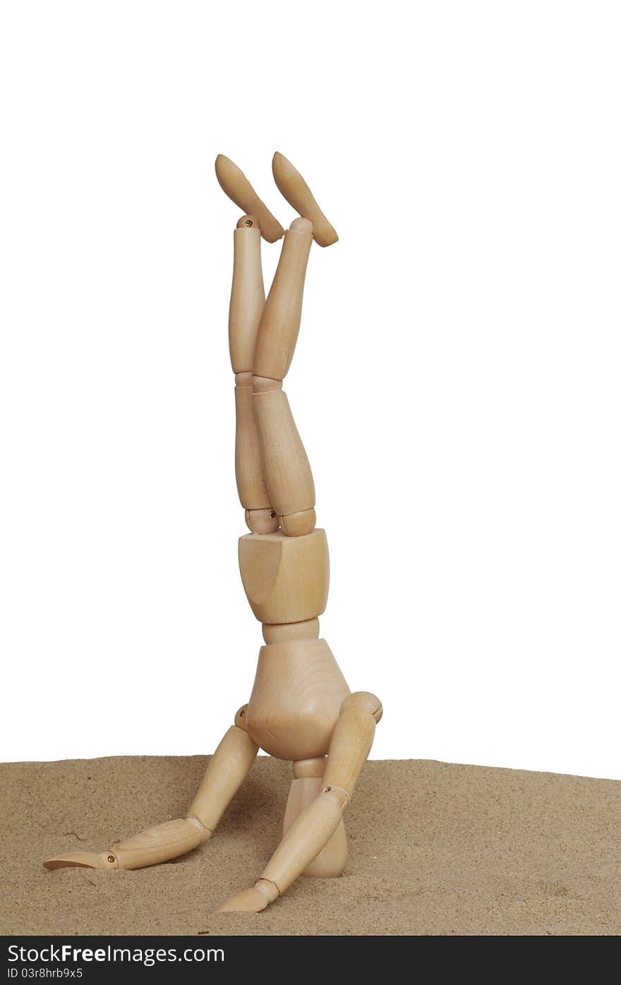 Wooden standing on head dummy. Wooden standing on head dummy