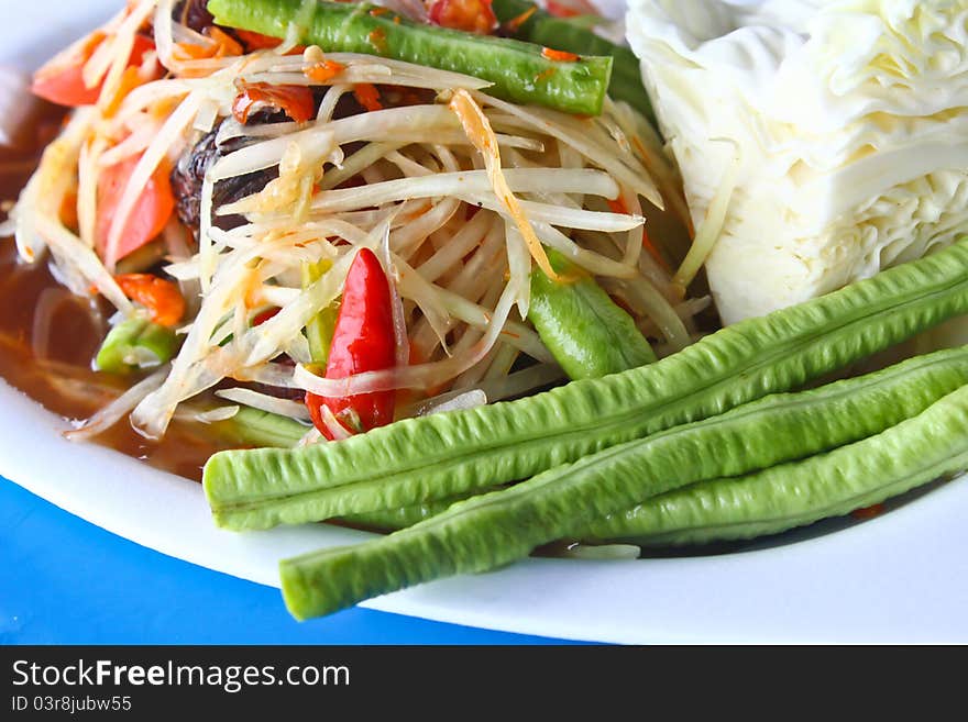 The papaya salad with beans