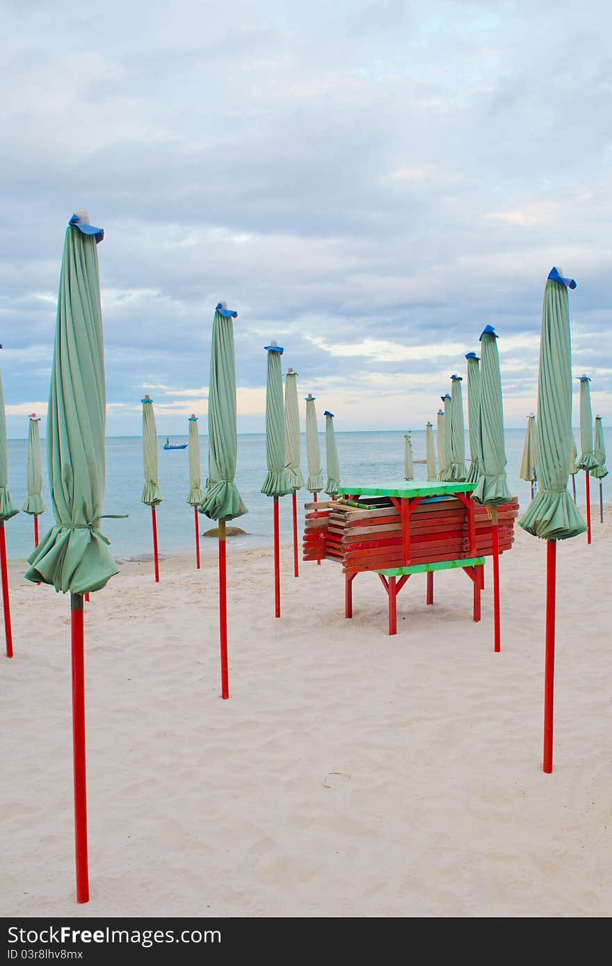 Umbrella on beach.