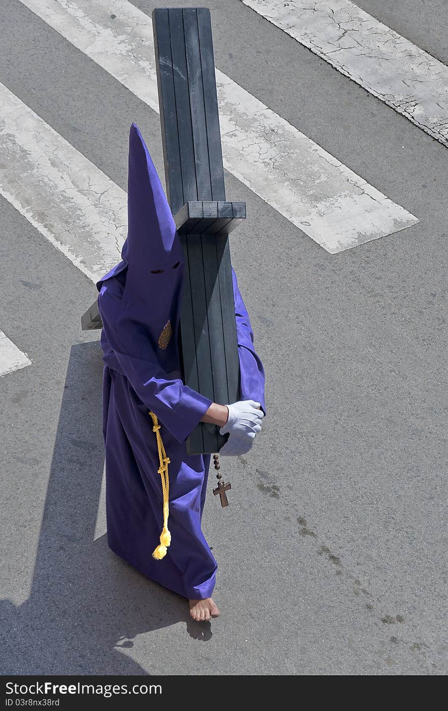 Nazareth on streets at Easter Week in Murcia. Nazareth on streets at Easter Week in Murcia