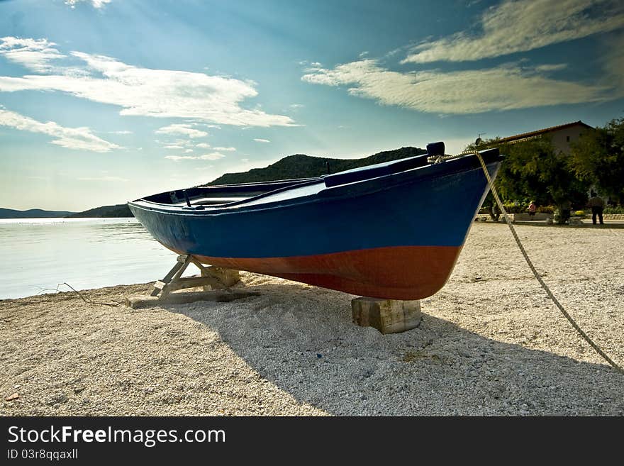 Docked fishing boat in Seget donji