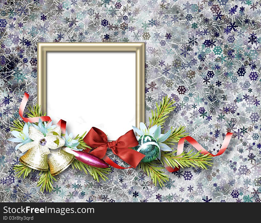 Framework for invitations or congratulation with the vintage christmas composition.