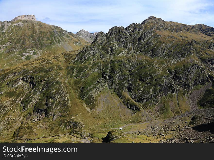 Landscape in Pyrenees mountains