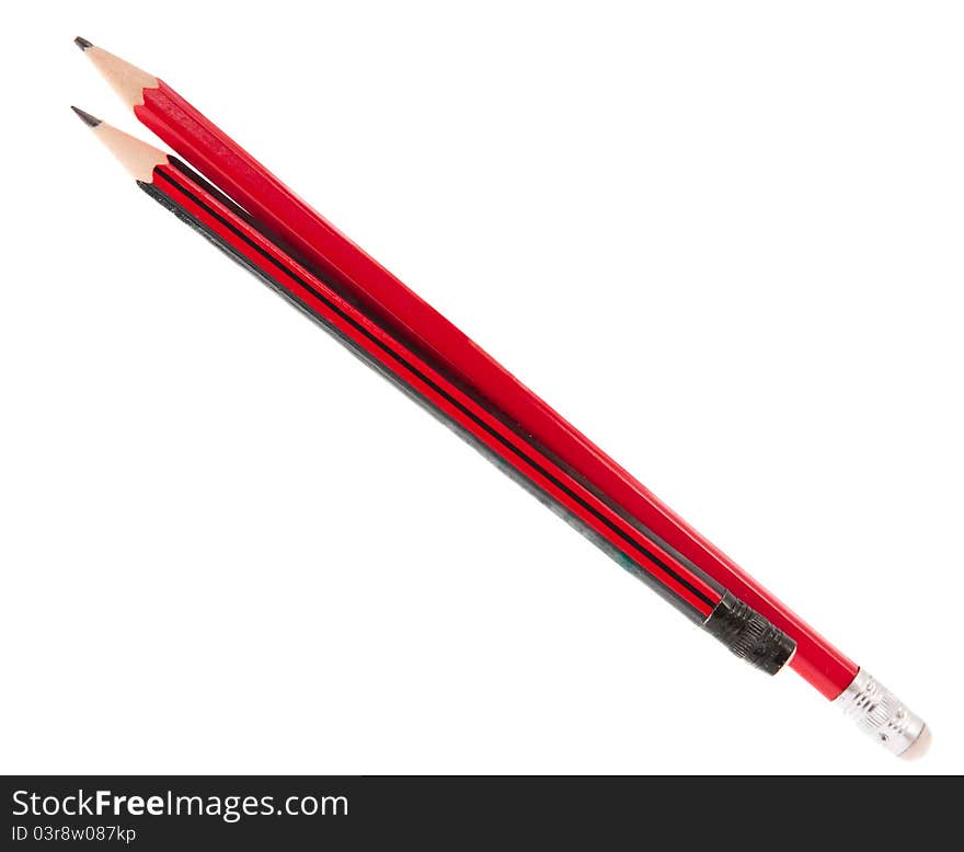 Simple red pencil on a white background