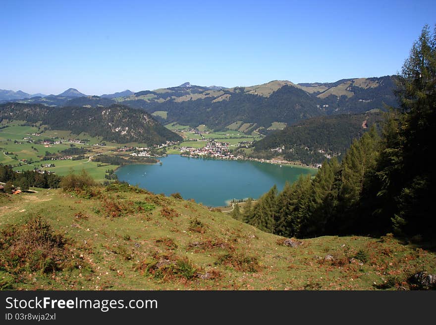 Beautiful landscape in the mountains near the Walchsee in Austria