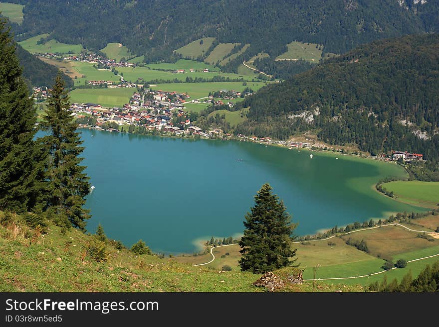 Beautiful landscape in the mountains near the Walchsee in Austria