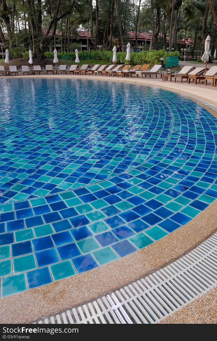 Empty resort swimming pool in hotel