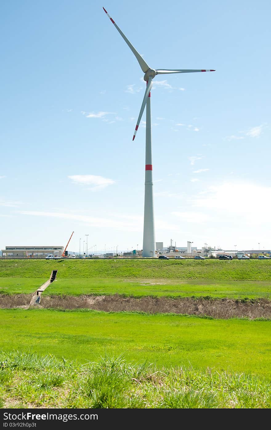 Large wind farm renewable energy against global warming