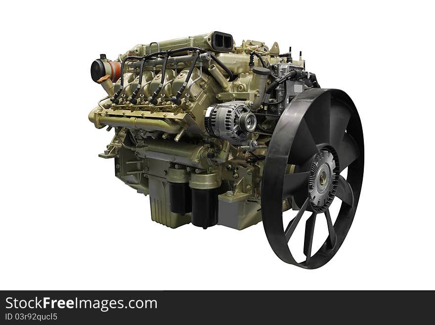 The image of an engine under the white background