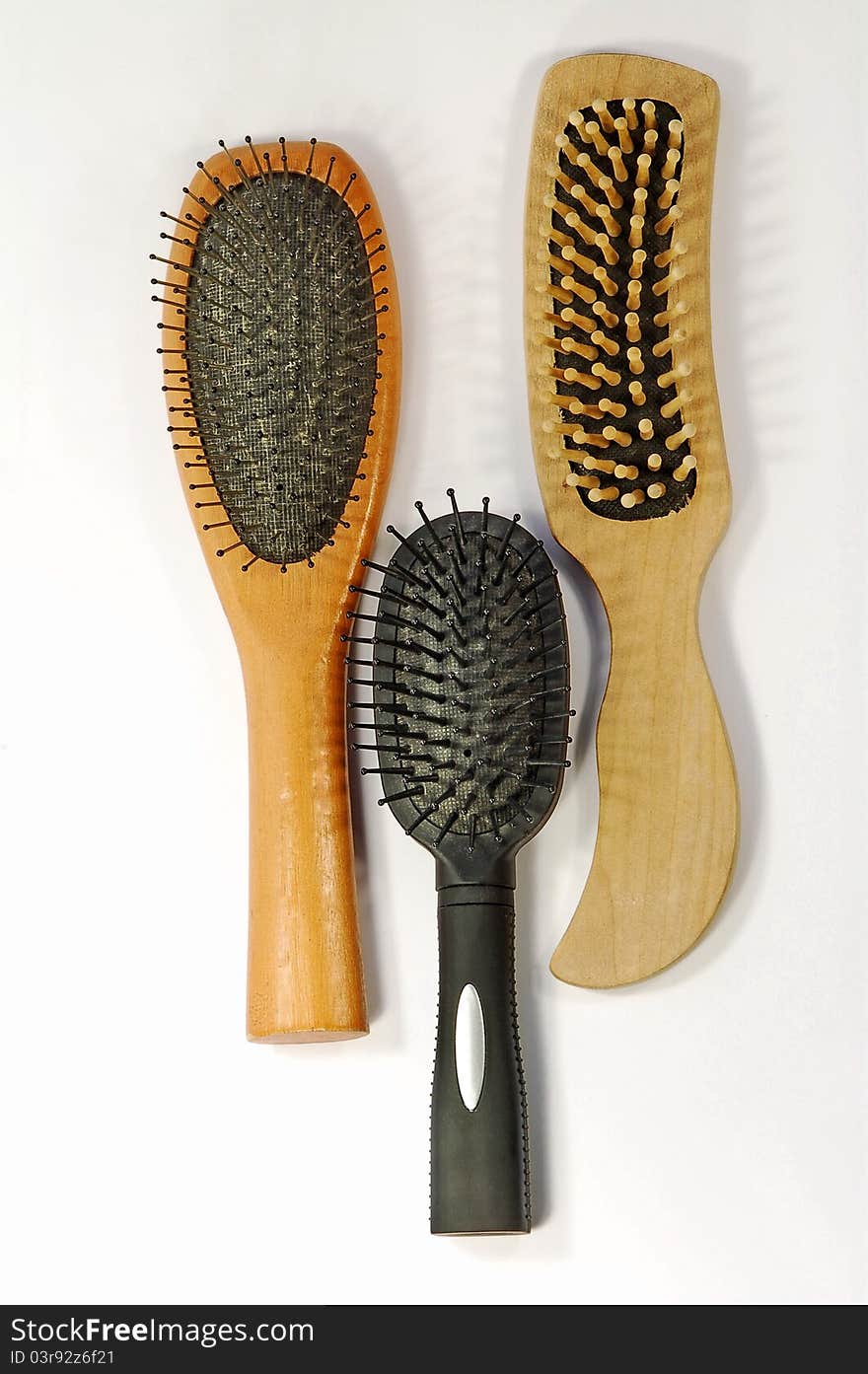 Top view of three different style combs. Top view of three different style combs