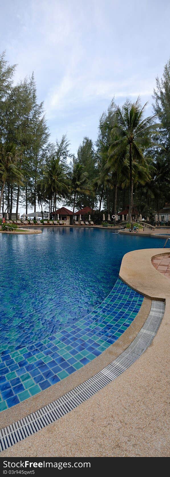 Resort swimming pool with blue sky