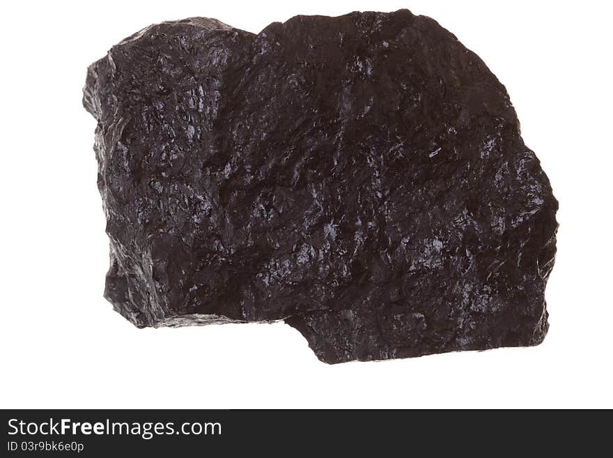 Pieces of coal isolated on white background