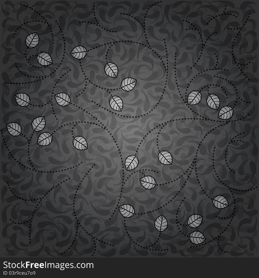 Vector foliage background, grey and white design